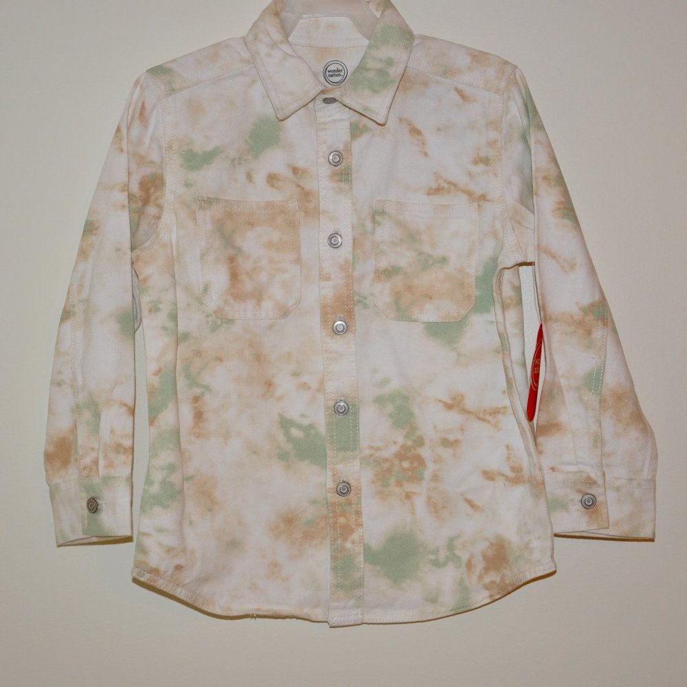 Wonder Nation Woven White/Ivory Tie Dyed Shirt/Jacket Size M 8 Boys